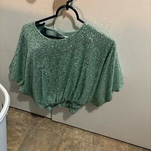 Want to be Taylor swift for hallows eve?   Very beautiful teal sequined top